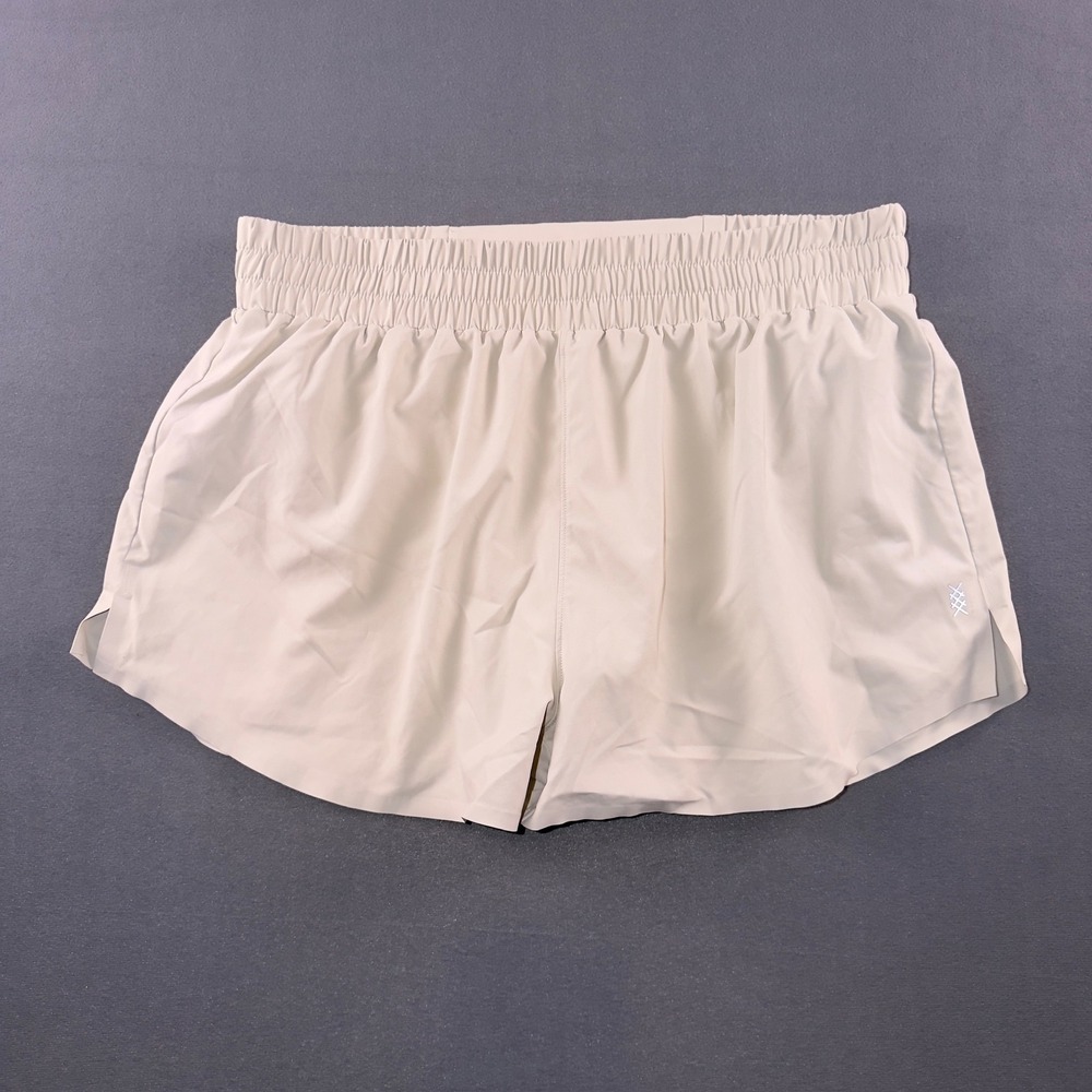 Rhone Swift Running Shorts Women Beige Smocked Waist Mesh Liner Style 200123